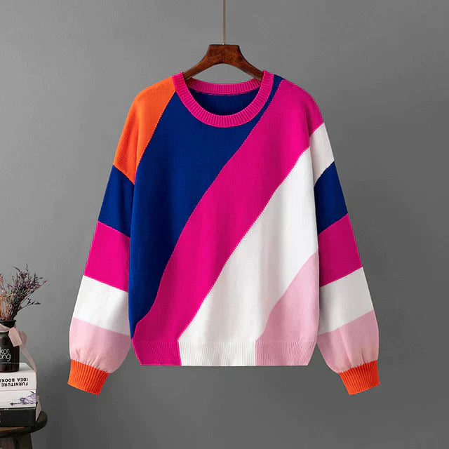 Paige | Colorful Geometric Knit Pullover - Image 3