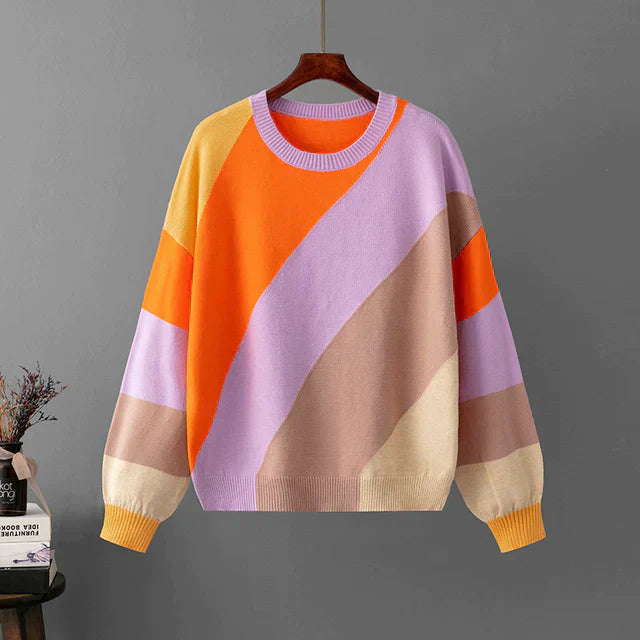 Paige | Colorful Geometric Knit Pullover - Image 2