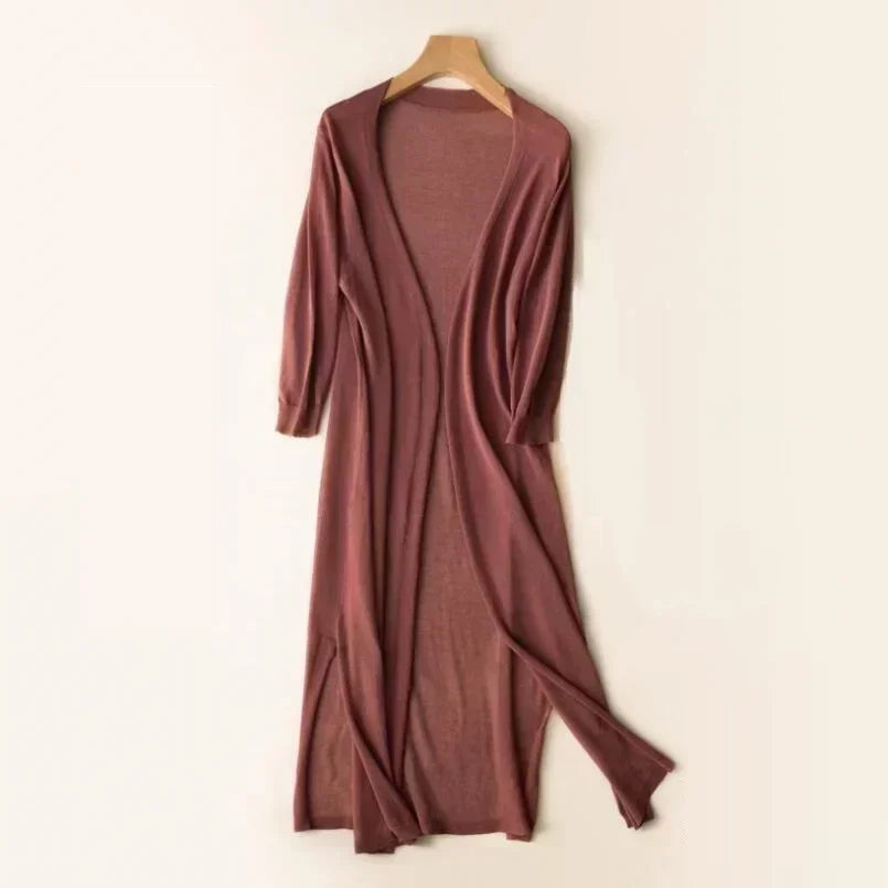 Laura | Women's Long Open Front Cardigan - Image 2
