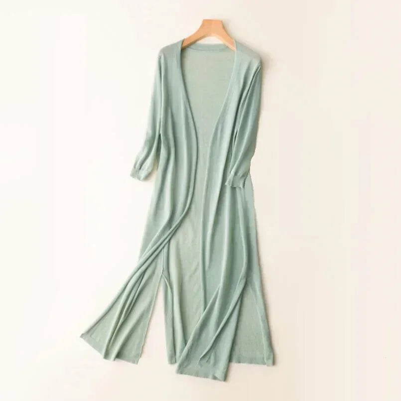Laura | Women's Long Open Front Cardigan - Image 3