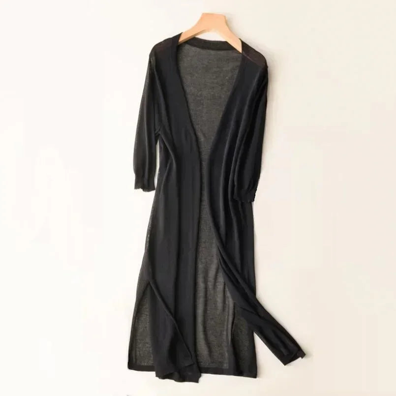 Laura | Women's Long Open Front Cardigan - Image 4