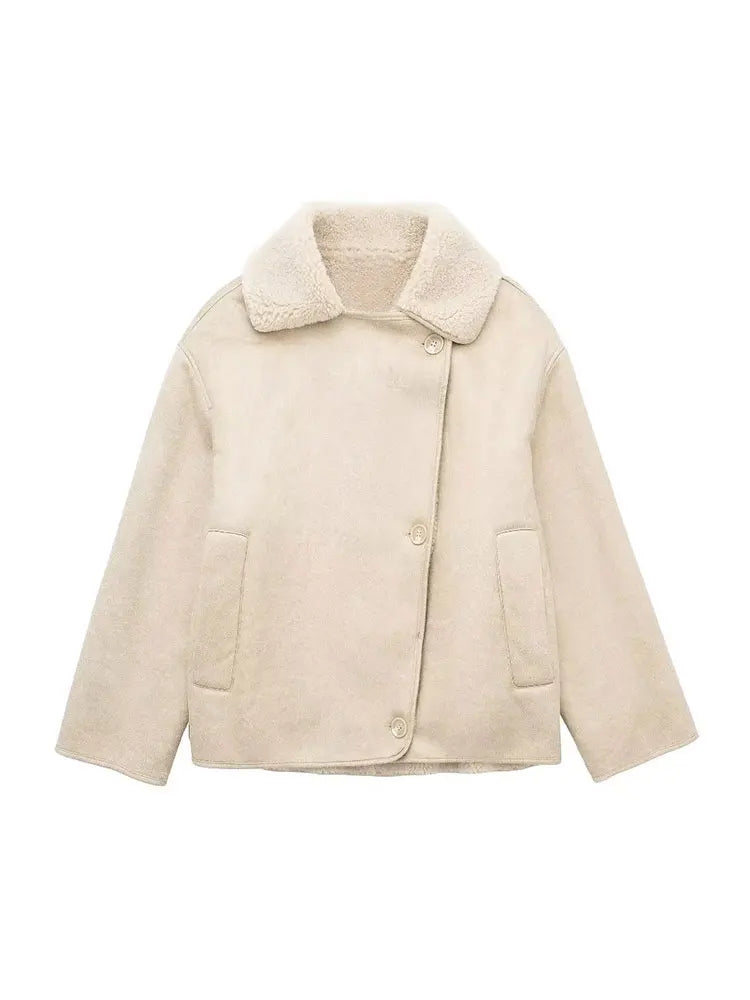 Melissa | Women's Oversized Sherpa Lined Double Breasted Jacket - Image 8