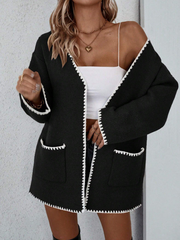 Jane | Women's Open Front Pocket Long Sleeve Cardigan - Image 3