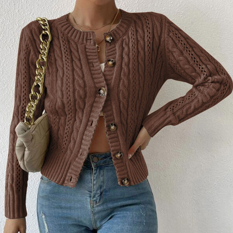 Eliza | Women's Cropped Cable Knit Cardigan - Image 4