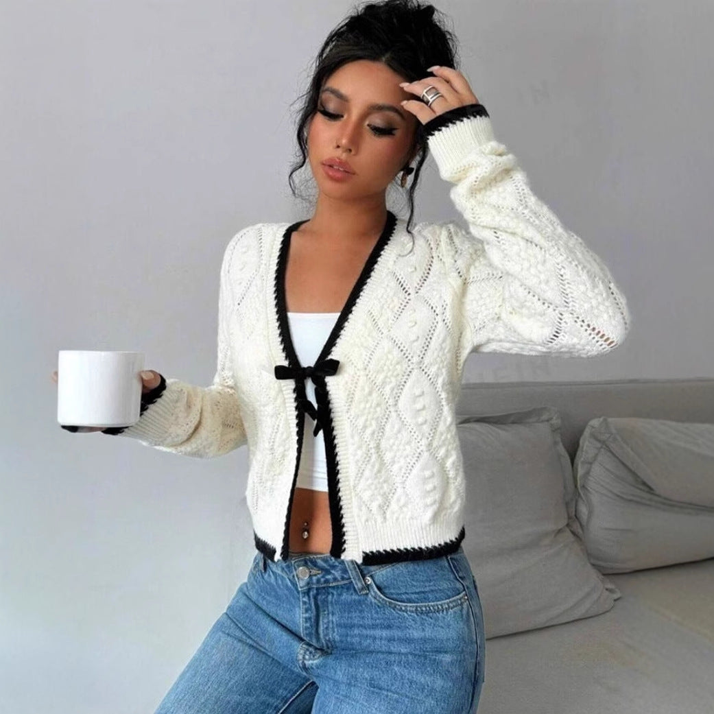 Jamie | Women's Cropped V-Neck Cardigan - Image 2