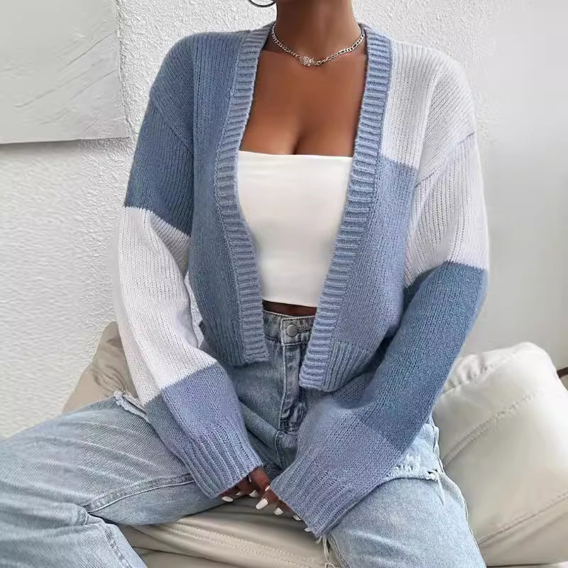 Joanna | Women's Cropped Color Block Cardigan - Image 2