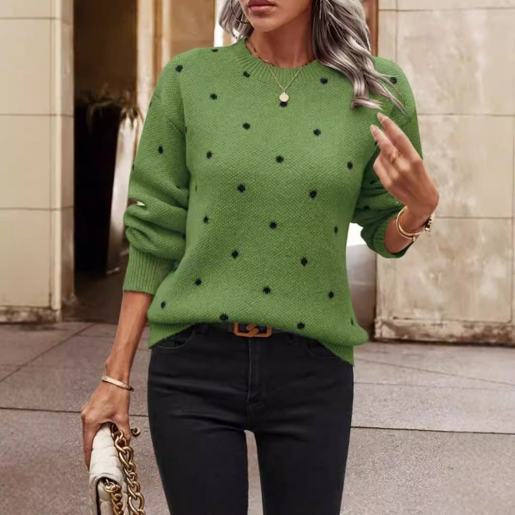 Anne | Women's Relaxed Fit Polka Dot Sweater - Image 1