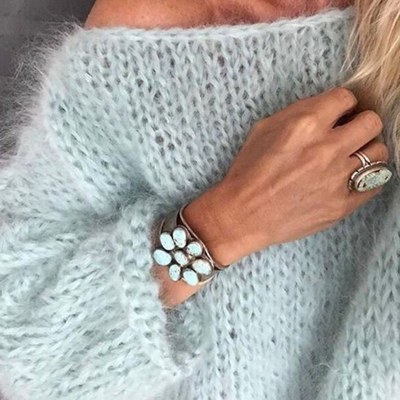 Rose | Women's Oversized Crew Neck Sweater - Image 7