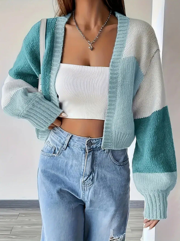 Joanna | Women's Cropped Color Block Cardigan - Image 3