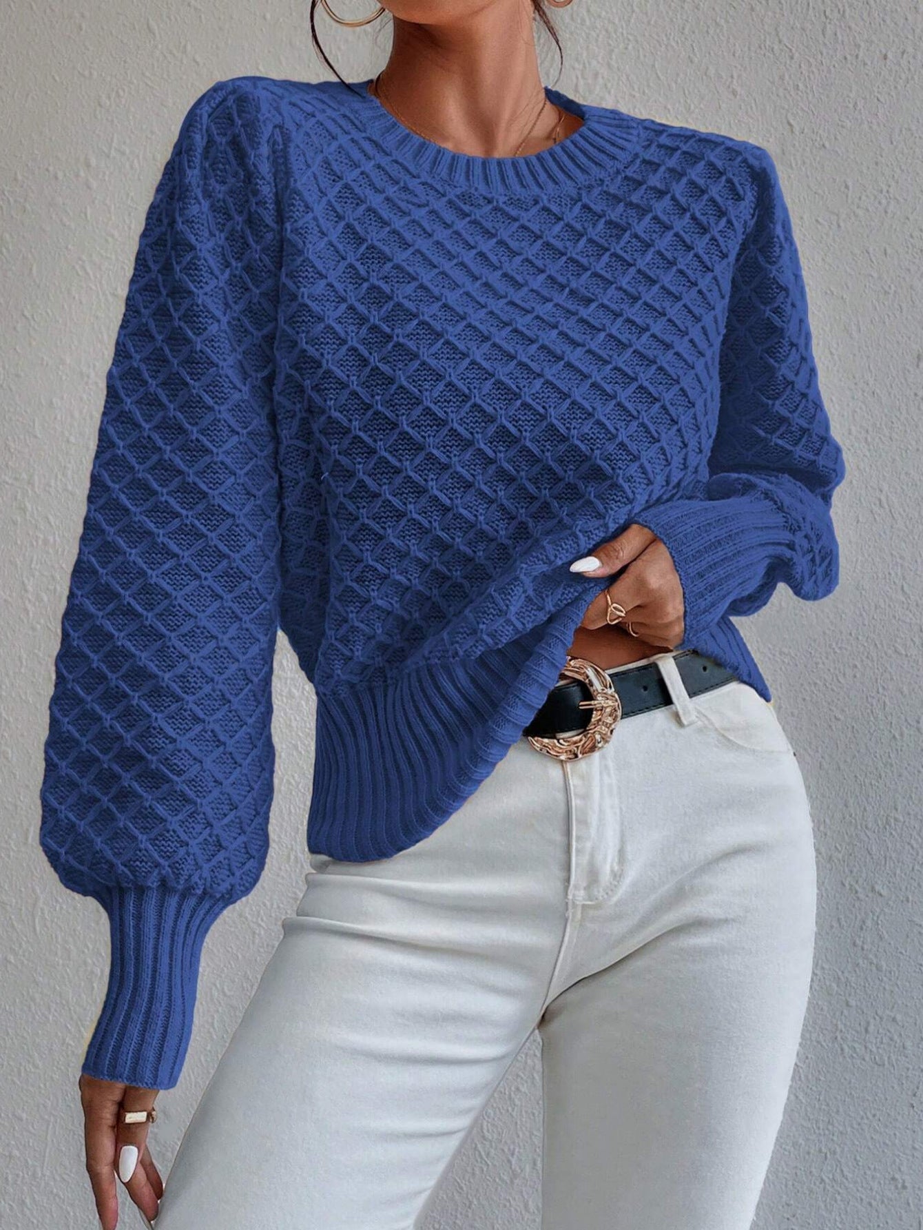 Cindy | Women's Textured Crewneck Sweater - Image 3