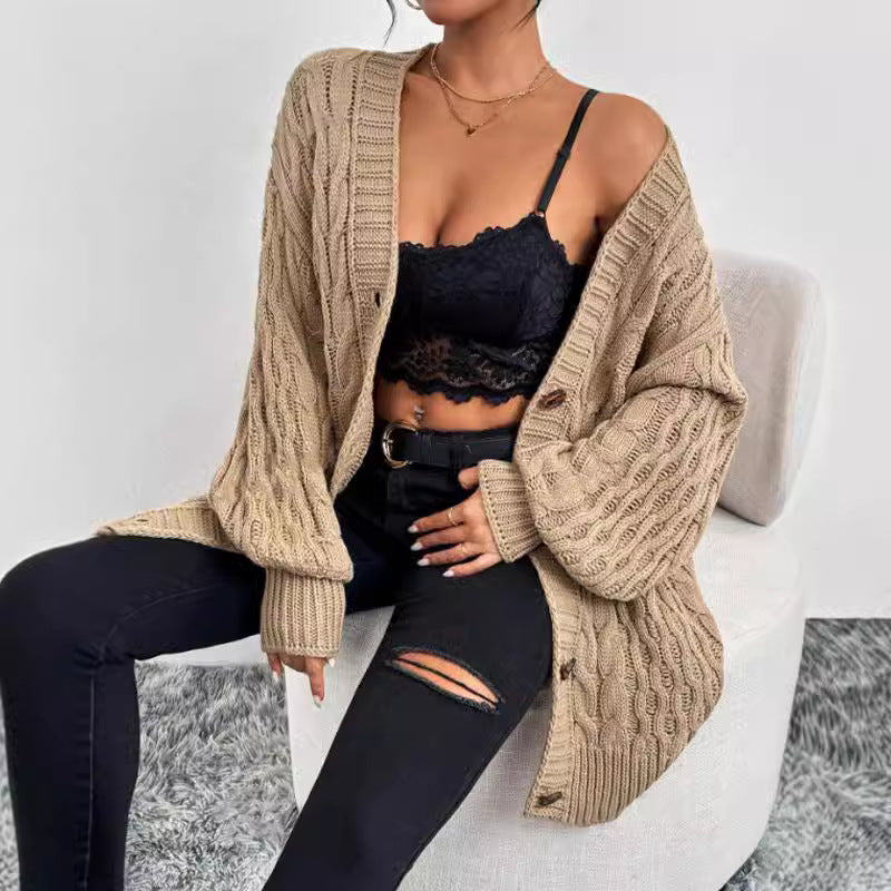 Monica | Women's Oversized Cable Knit Cardigan - Image 3