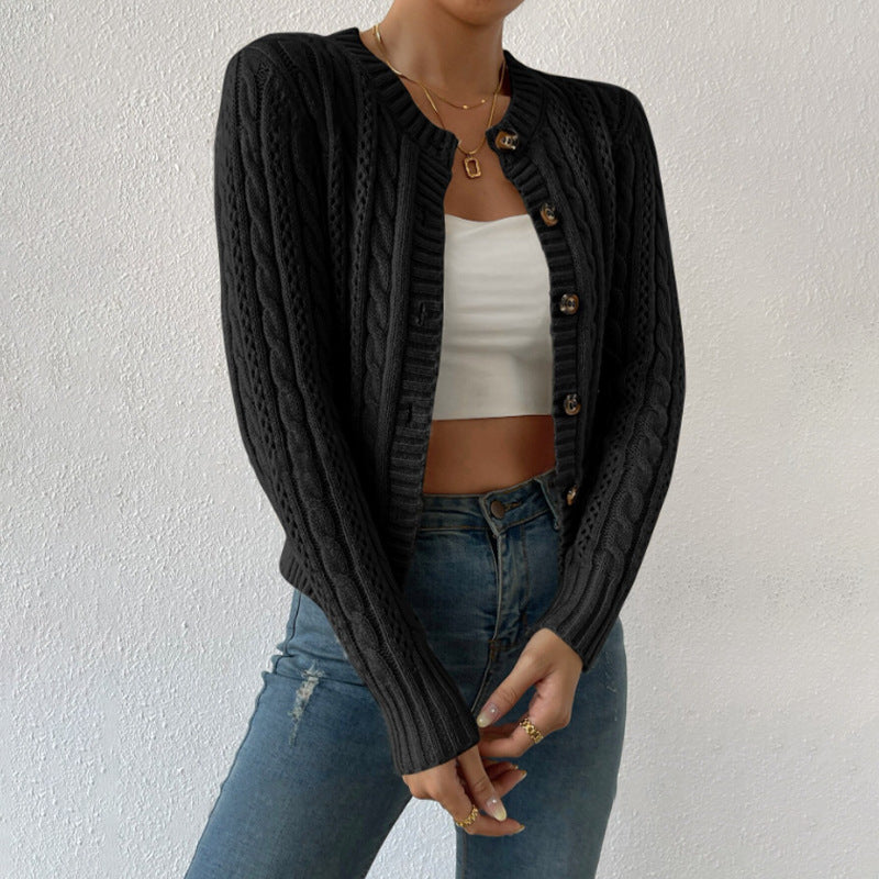 Christy | Women's Button-Front Cable Knit Cardigan - Image 4