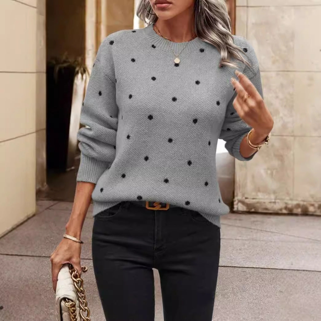 Anne | Women's Relaxed Fit Polka Dot Sweater - Image 2