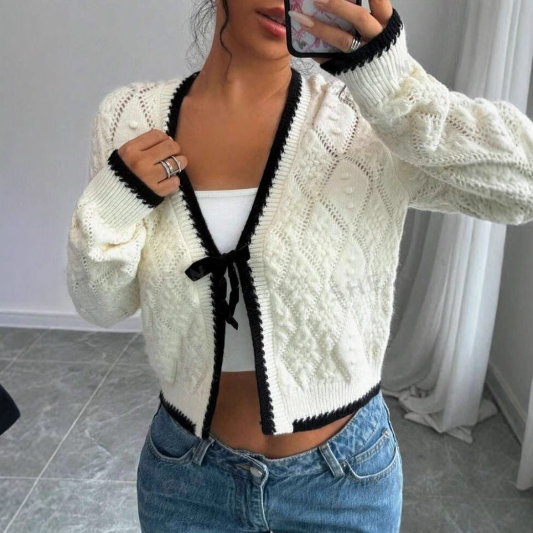 Jamie | Women's Cropped V-Neck Cardigan - Image 3