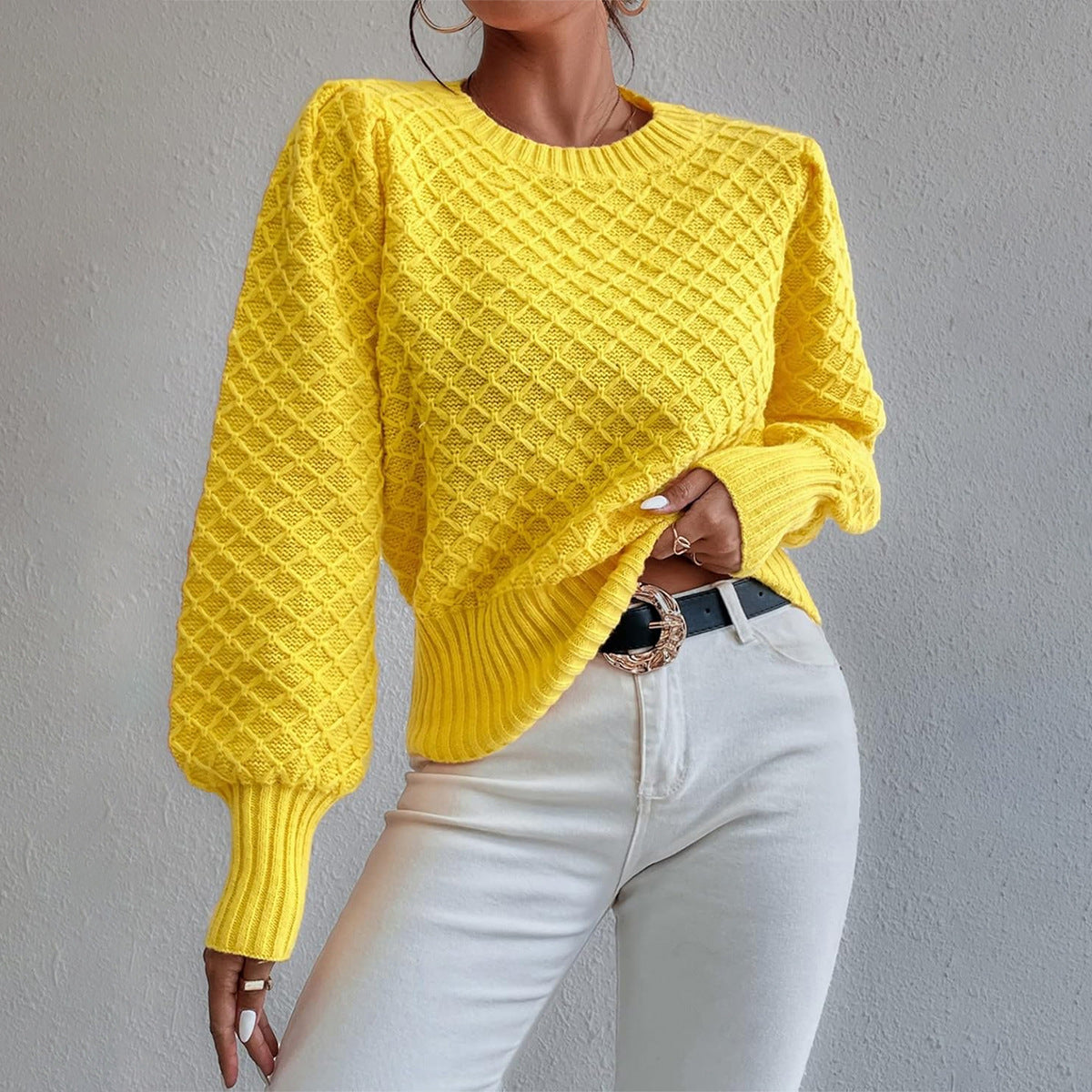 Cindy | Women's Textured Crewneck Sweater - Image 1