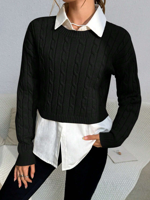 Reese | Women's Cropped Cable Knit Sweater - Image 5