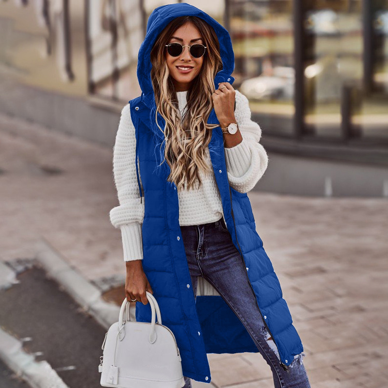 Kristen | Women's Hooded Longline Puffer Vest - Image 4