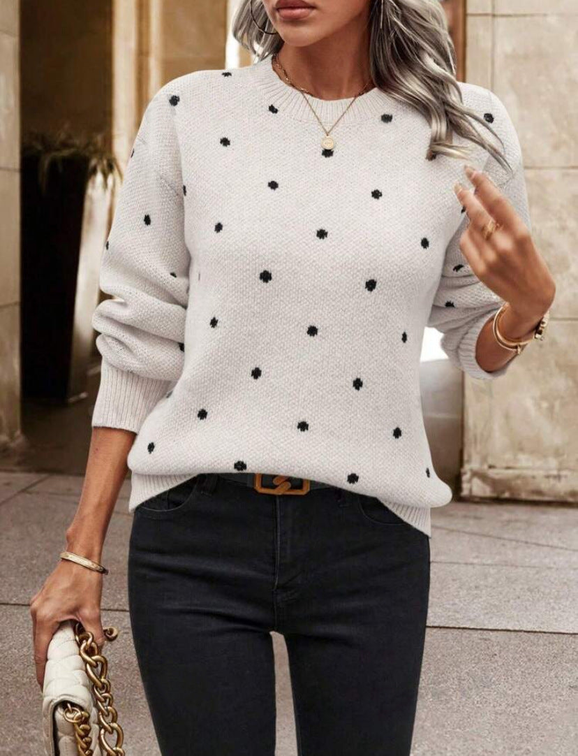 Anne | Women's Relaxed Fit Polka Dot Sweater - Image 4