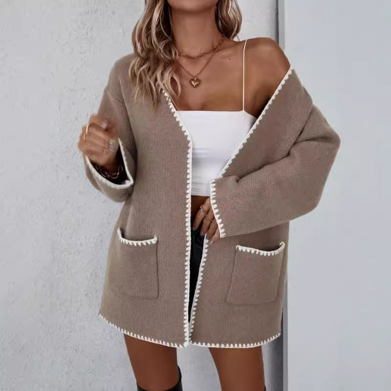 Jane | Women's Open Front Pocket Long Sleeve Cardigan - Image 1