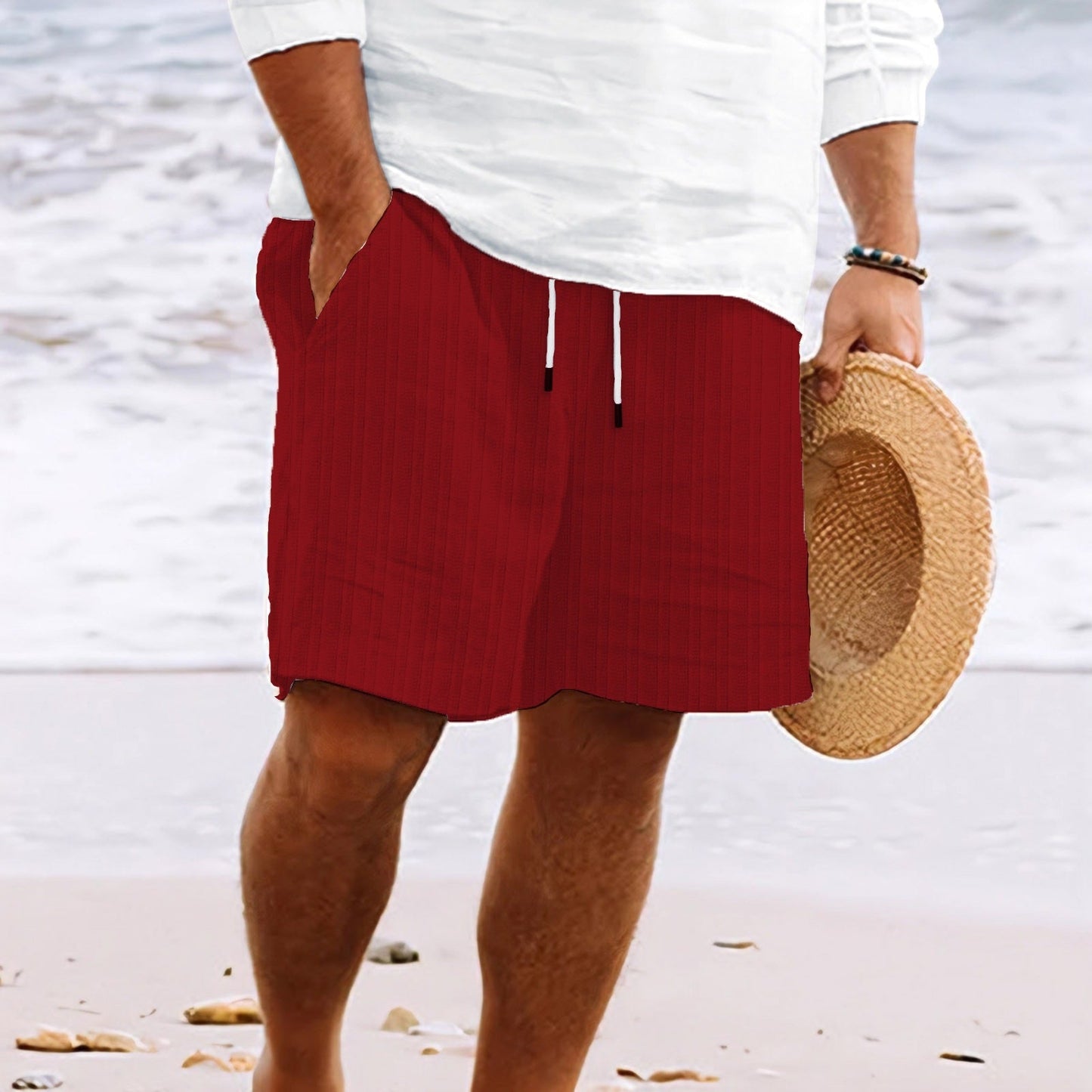 Holden | Relaxed Fit Cotton-Linen Shorts with Drawstring and Pockets - Image 6