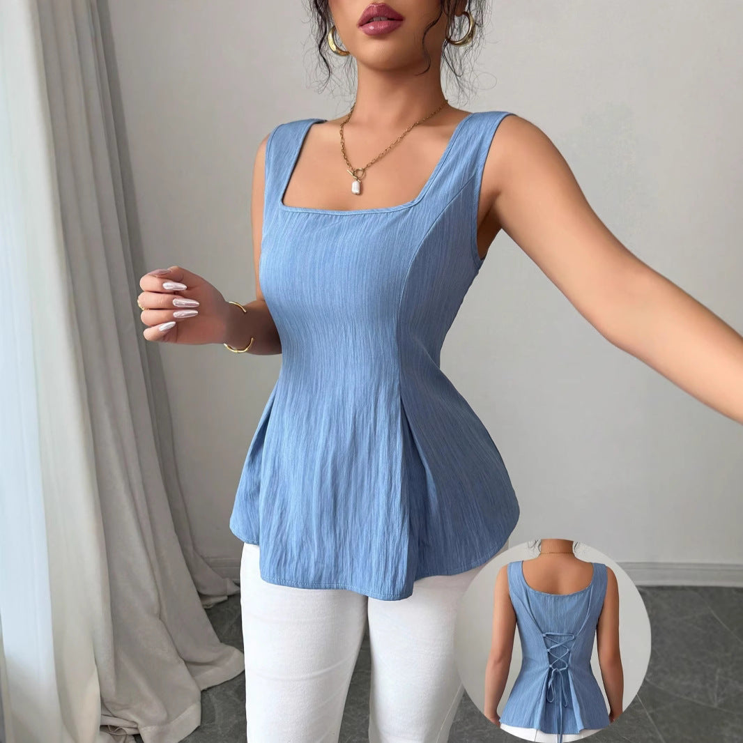 Marina | Women's Peplum Sleeveless Top - Image 3