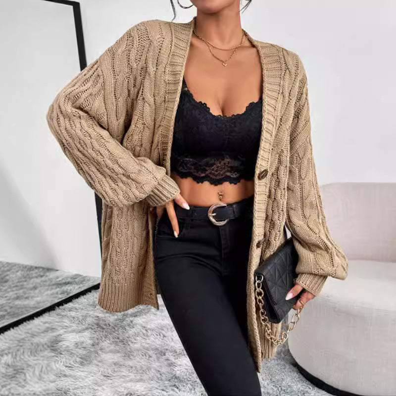 Monica | Women's Oversized Cable Knit Cardigan - Image 2