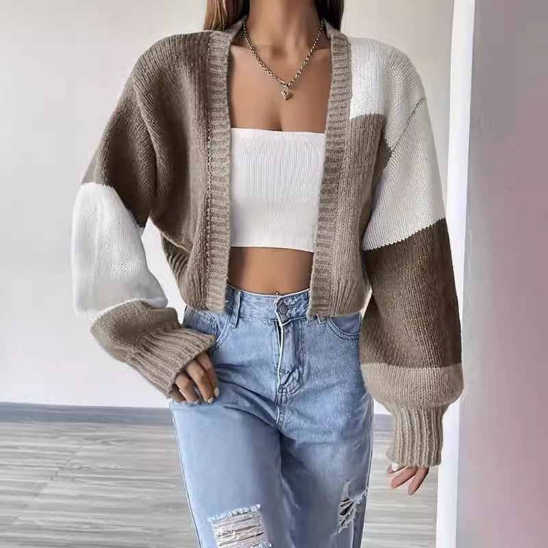 Joanna | Women's Cropped Color Block Cardigan - Image 1