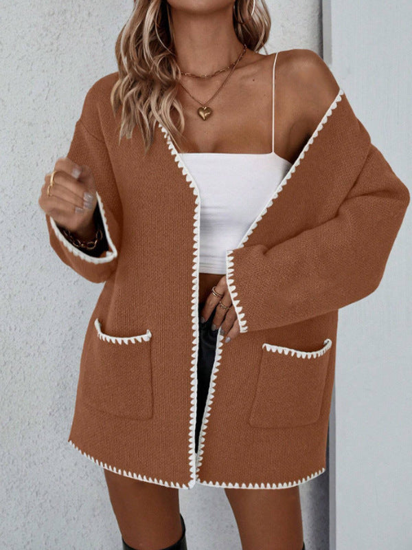 Jane | Women's Open Front Pocket Long Sleeve Cardigan - Image 4