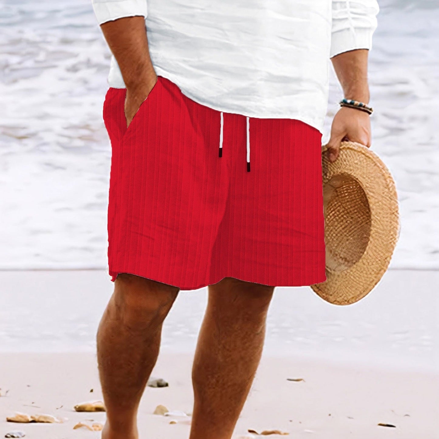 Holden | Relaxed Fit Cotton-Linen Shorts with Drawstring and Pockets - Image 9