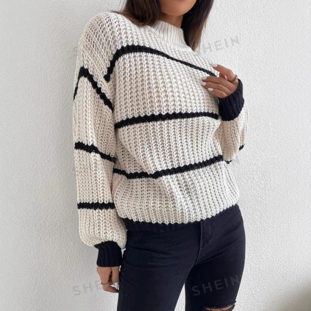 Rachael | Women's Oversized Striped Crew Neck Sweater - Image 4