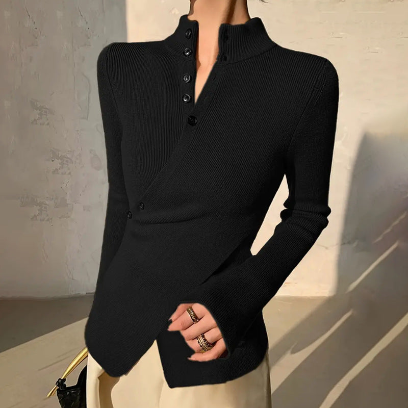 Maya | Women's Mock Neck Wrap Sweater - Image 4