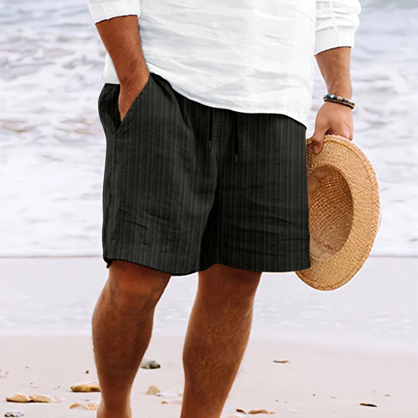 Holden | Relaxed Fit Cotton-Linen Shorts with Drawstring and Pockets - Image 7