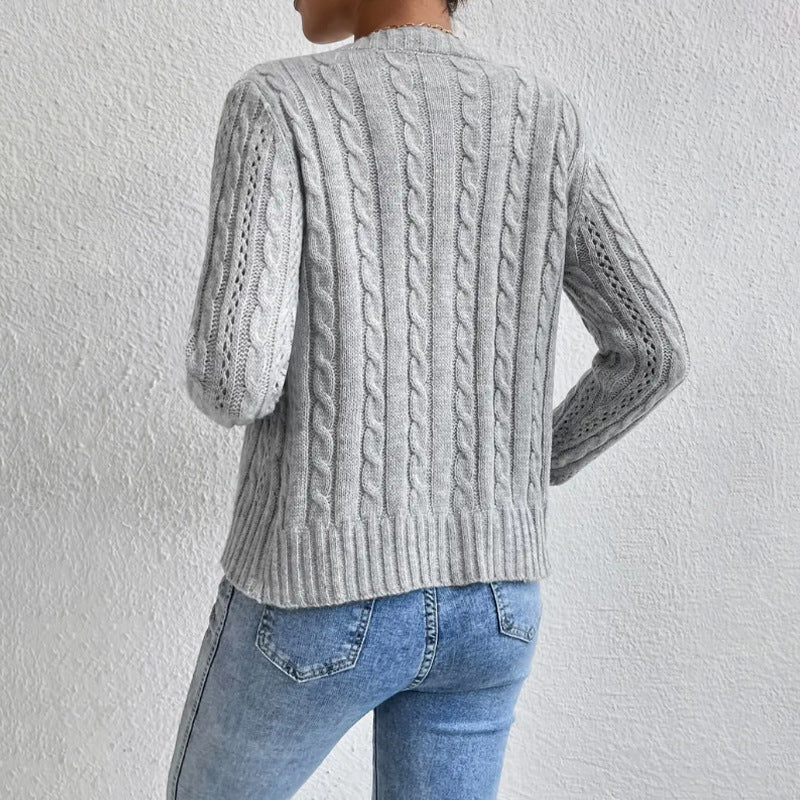 Eliza | Women's Cropped Cable Knit Cardigan - Image 3
