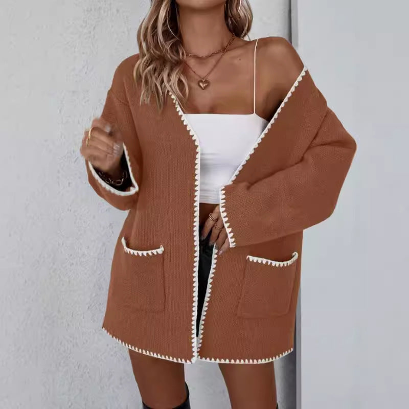 Jane | Women's Open Front Pocket Long Sleeve Cardigan - Image 2