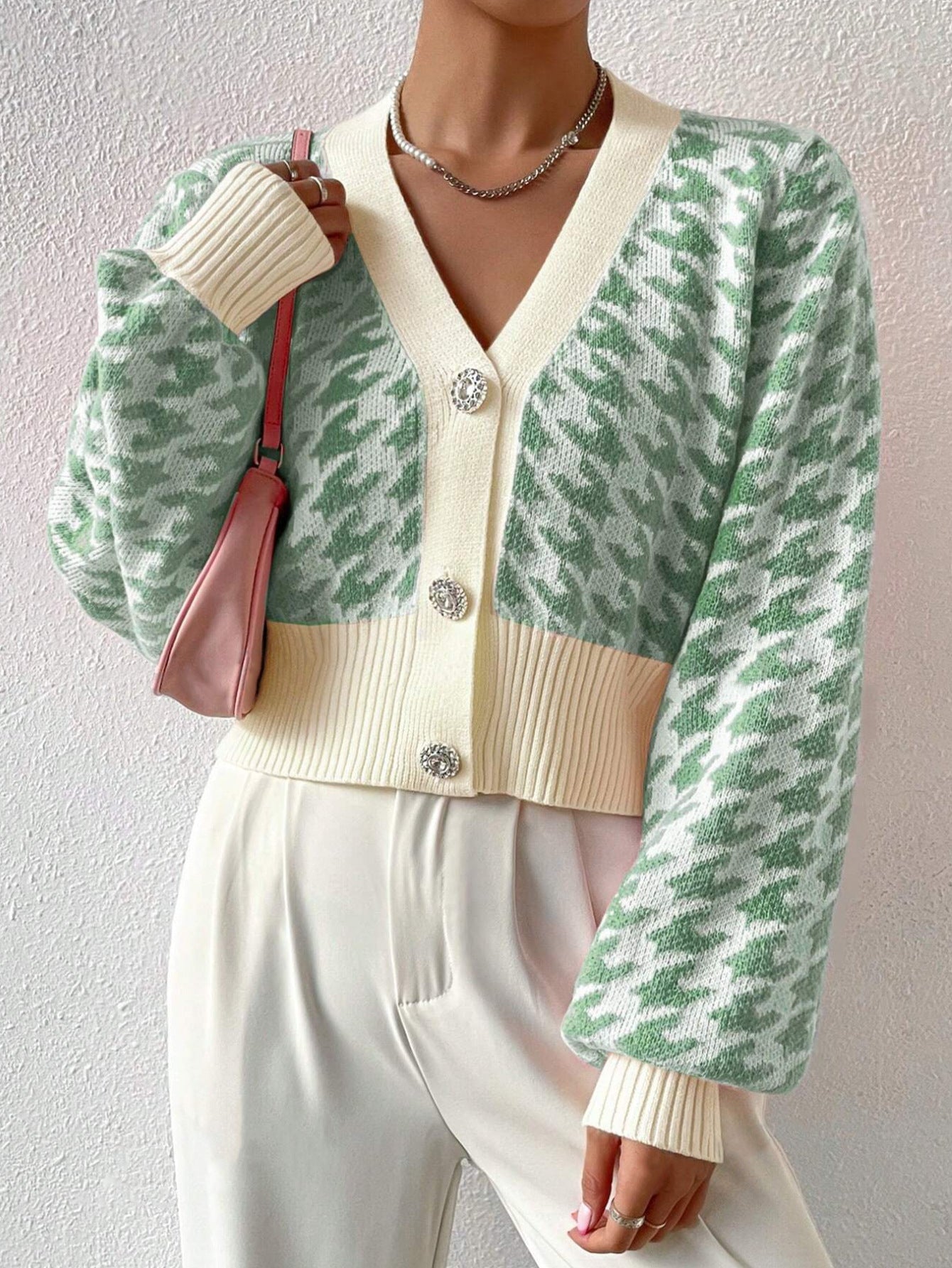 Violet | Women's Cropped V-Neck Cardigan - Image 3