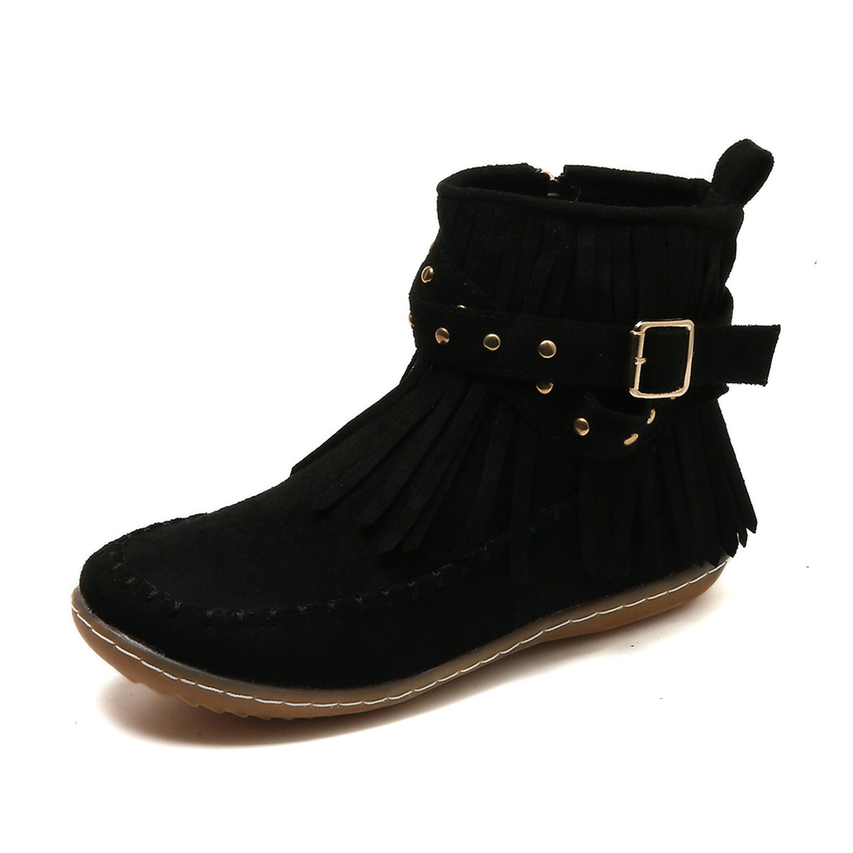 Trinity | Women's Fringe Buckle Ankle Boots - Image 3