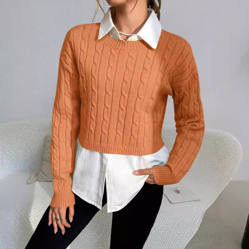 Reese | Women's Cropped Cable Knit Sweater - Image 4