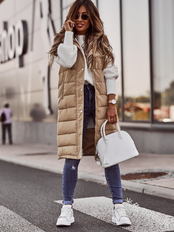 Kristen | Women's Hooded Longline Puffer Vest - Image 5