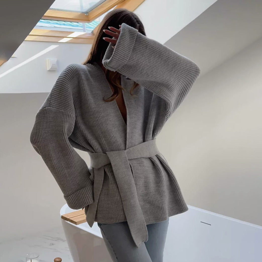 Samantha | Women's Wrap Ribbed Knit Sweater - Image 7
