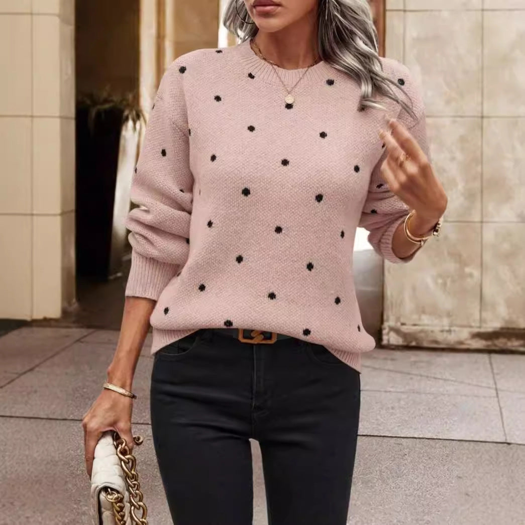 Anne | Women's Relaxed Fit Polka Dot Sweater - Image 3