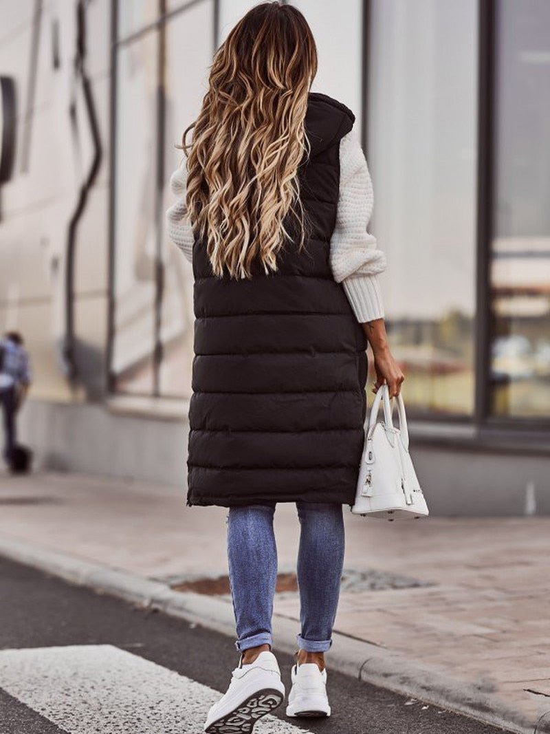 Phoebe | Women's Long Hooded Puffer Vest - Image 4