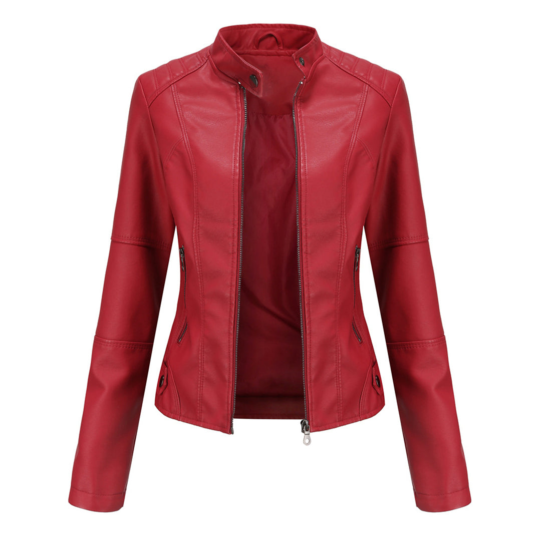 Lillian | Women's Collarless Biker Jacket - Image 7