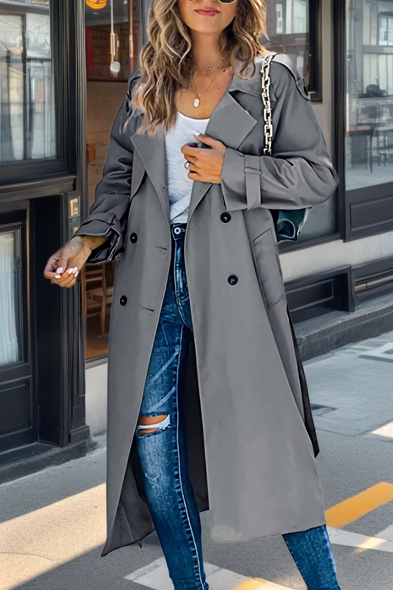 Rosemary | Women's Double-Breasted Trench Coat - Image 3