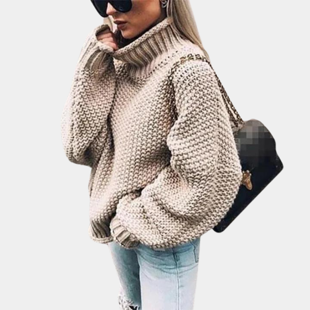 Isabella | Women's Oversized Turtleneck Knit Sweater - Image 2