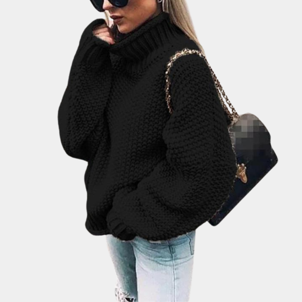 Isabella | Women's Oversized Turtleneck Knit Sweater - Image 3