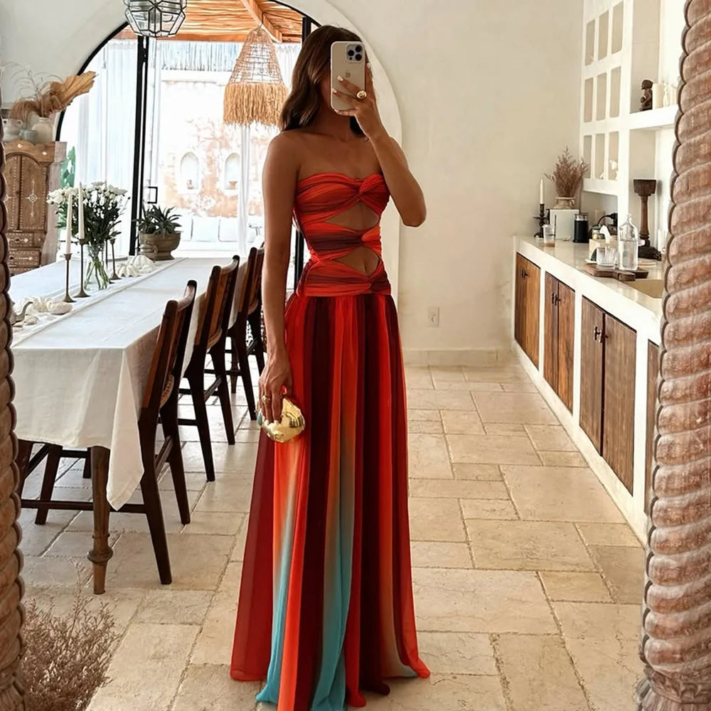 Raegan | Elegant Color-Block Maxi Dress - Image 1