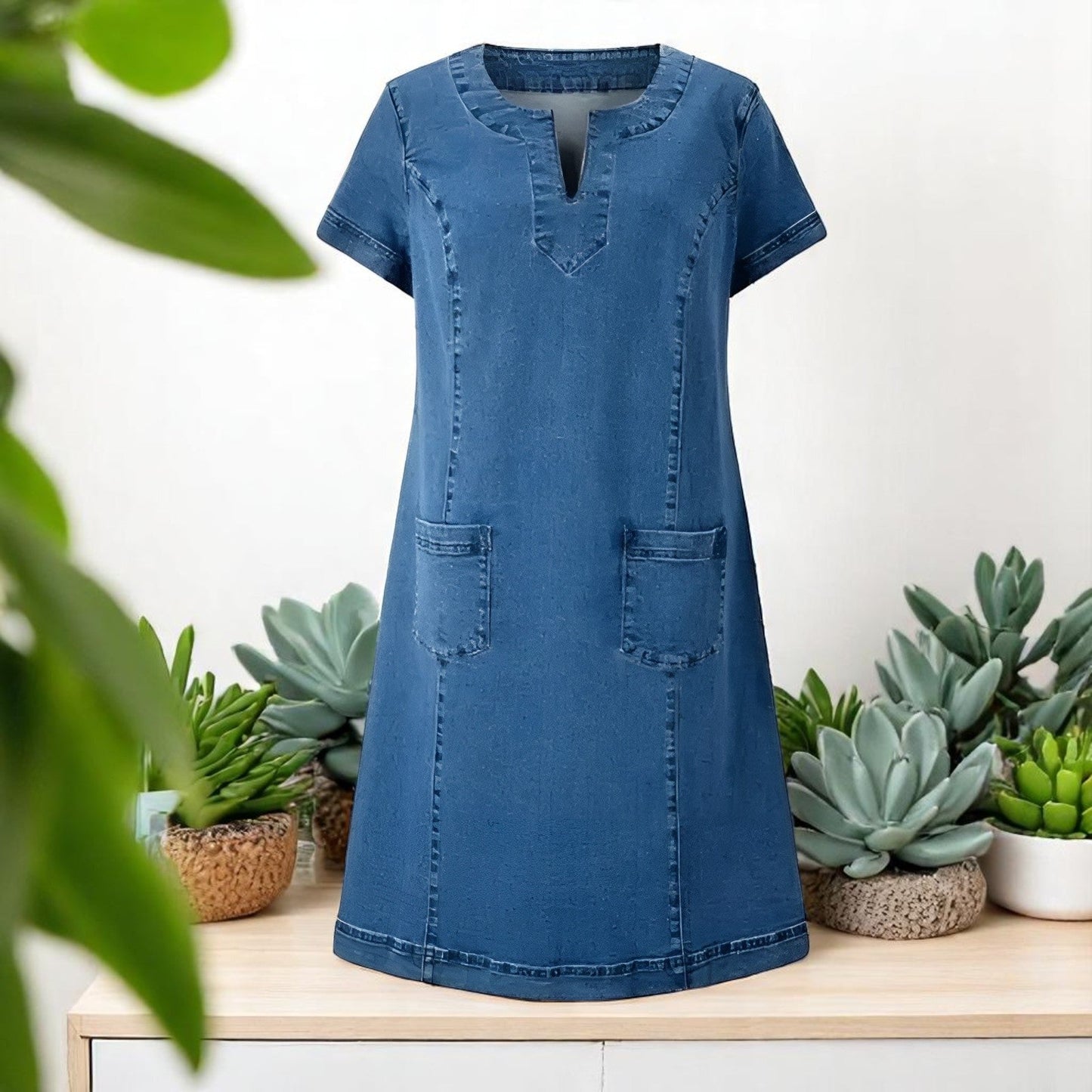 Savannah | Chic Soft Denim Midi Dress for Effortless Style - Image 3