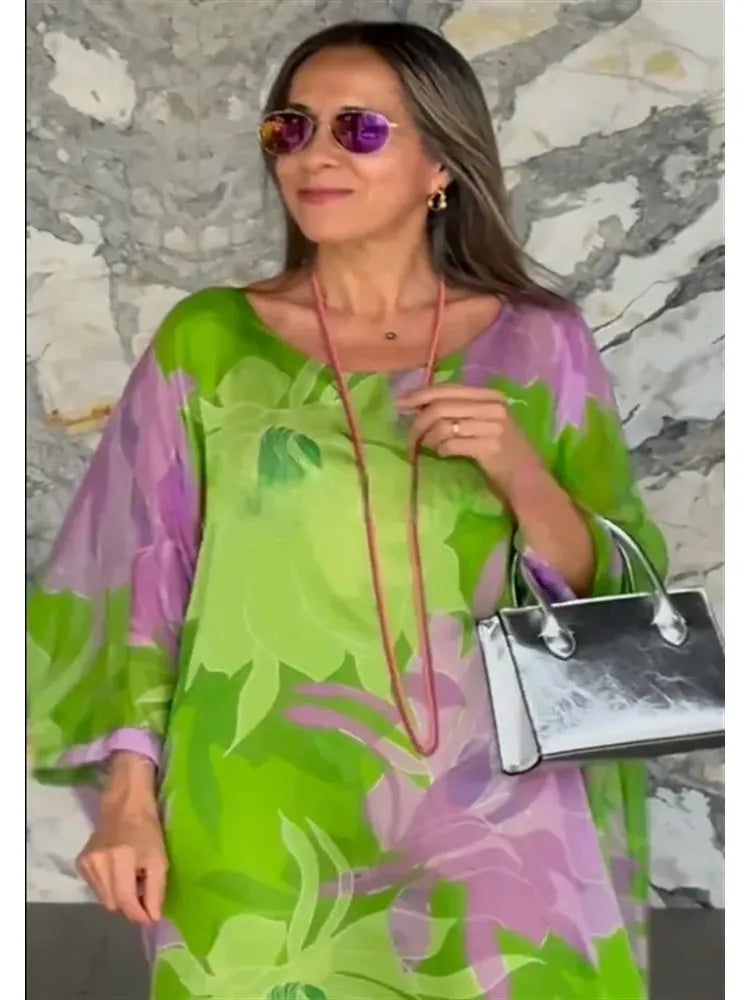 Fatima | Floral Printed Breezy Kaftan for Effortless Elegance - Image 5
