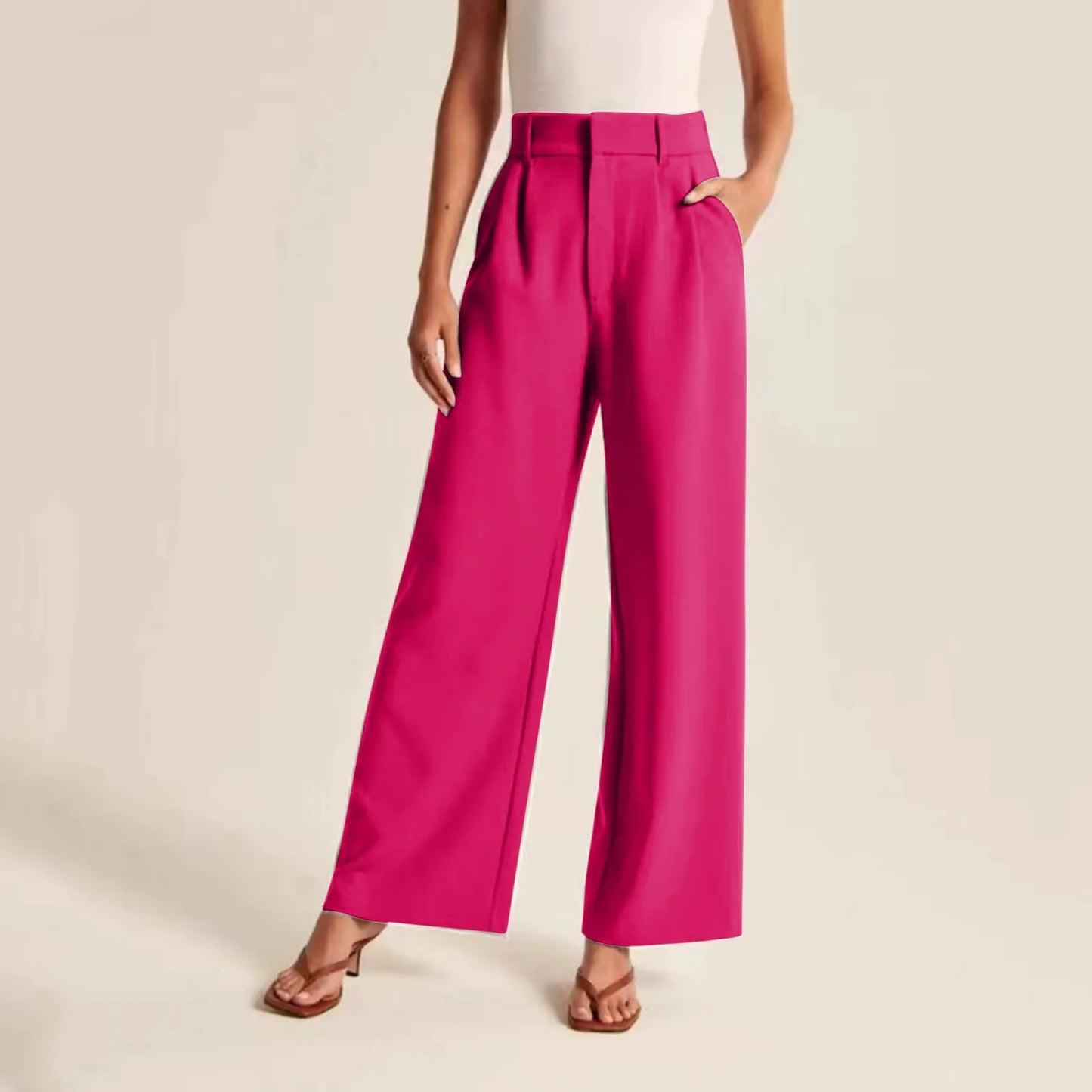 Couture-moda | Women's Wide Leg Trousers - High Waisted Elegant Fit - Image 4