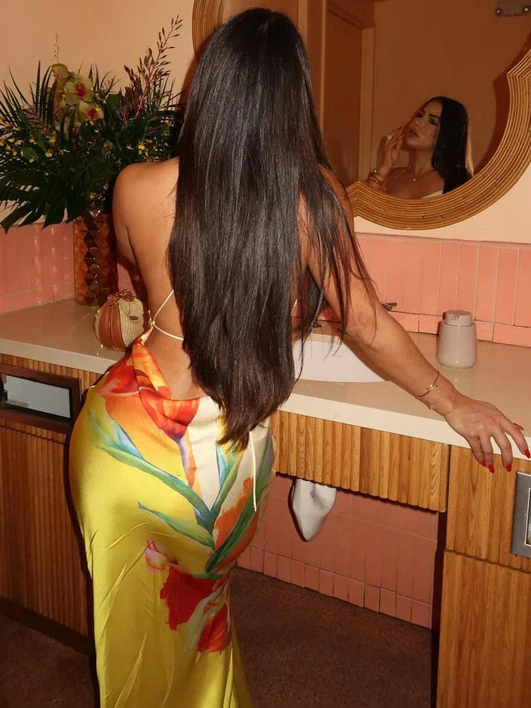 Judith | Elegant Floral Satin Maxi Dress - Image 3